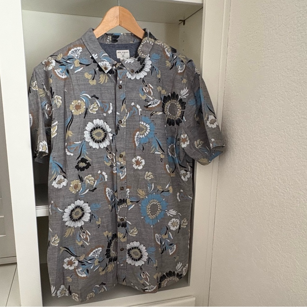 Jack O’Neill Hawaiian Aloha Mens Shirt  Tropical Floral Camp Beach XL